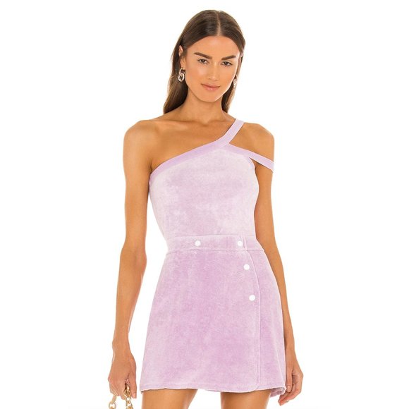 DANNIJO Terry Cloth Orchid Purple One Shoulder Tank Top - Picture 2 of 9